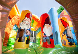 Medium inflatable multiplay bounce house in fairytale theme with slide for children. Order inflatable bounce houses online at JB Inflatables America