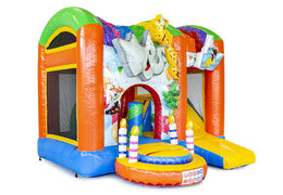 Mini inflatable multiplay bounce house in party theme for children. Order inflatable bounce houses online at JB Inflatables America