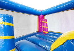 Mini inflatable bouncer with slide in colorful unicorn theme to purchase for kids. Order inflatable bouncers for kids online at JB Inflatables America