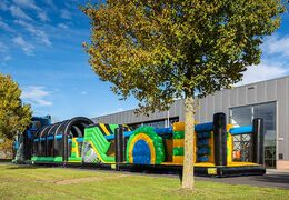 Mega obstacle course with bright colors and obstacles