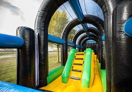 Climbing on inflatable bouncy castle