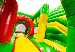 Inside of bouncy castle Dubbelslide Multiplay green yellow red