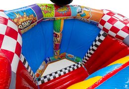 Inflatable A-frame Super Comics bouncy castle with fun comic strips for sale