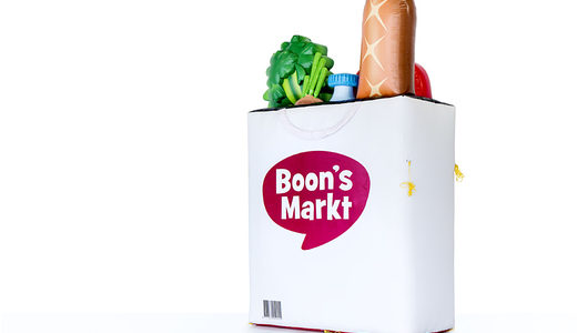 Buy custom Boon's Markt shopping bag inflatable product replica online. Get your blow-up promotionals online at JB Inflatables America