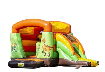 Klein overdekt multifun springkussen kopen in thema dino voor kinderen. Bestel springkussens online bij JB Inflatables Nederland