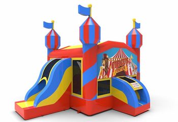 combo climb en slide 13ft luchtkussen carnaval thema te koop 