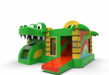 springkussen in krokodillen thema met glijbaan voor kinderen bestellen
