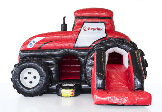 Custom Reyrink - Maxi Multifun Tractor bounce houses including logo suitable for various purposes. Order custom-made bounce houses at JB Promotions America