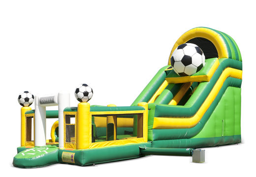 The inflatable slide in football theme with a splash pool, impressive 3D object, fresh colors and the 3D obstacles order for kids. Buy inflatable slides now online at JB Inflatables America