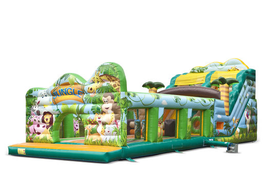 Mega inflatable slide in Jungle world theme with 3D obstacles for children. Buy inflatable slides now online at JB Inflatables America