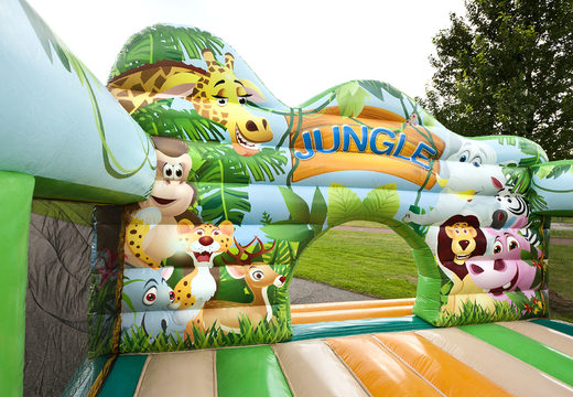 Jungle world themed slide with 3D obstacles for kids. Buy inflatable slides now online at JB Inflatables America