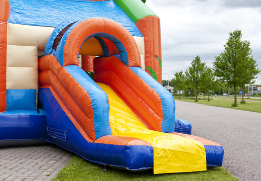 Buy an inflatable multifun bounce house for children with a striking 3D object of a large crocodile on top of the roof at JB Inflatables America. Order bounce houses online at JB Inflatables America
