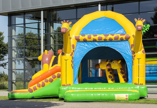 Order multifun super giraffe bounce house with slide and 3D objects for kids. Buy inflatable bounce houses online at JB Inflatables America