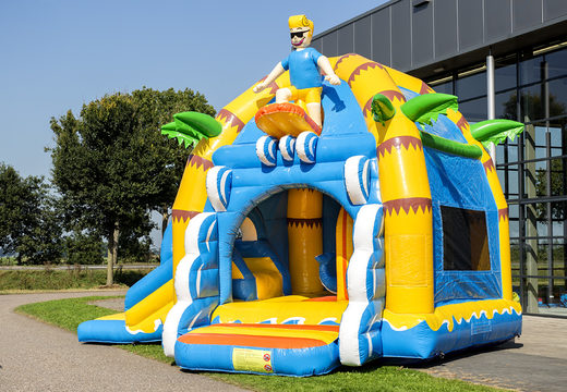 Order inflatable indoor multifun super bounce house with slide in beach theme for children. Buy inflatable bounce house online at JB Inflatables America