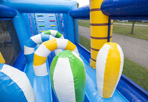 Get your unique 17 meter wide surf themed inflatable obstacle course for kids now. Order inflatable obstacle courses at JB Inflatables America