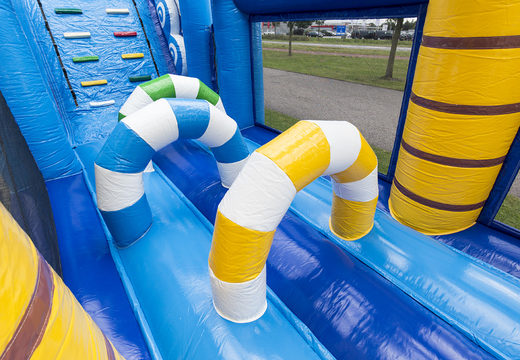 Order a 17 meter wide unique inflatable obstacle course in a surf theme for kids. Buy inflatable obstacle courses online now at JB Inflatables America