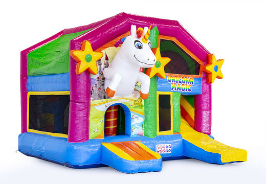Order medium inflatable unicorn bounce house with slide for children. Buy inflatable bounce houses online at JB Inflatables America