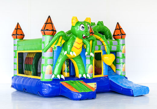Order multiplay bounce house in dragon theme with slide for children. Buy inflatable bounce houses online at JB Inflatables America