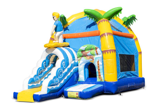 Buy inflatable indoor multiplay maxifun super bounce house with slide in theme beach for children. Order inflatable bounce houses online at JB Inflatables America