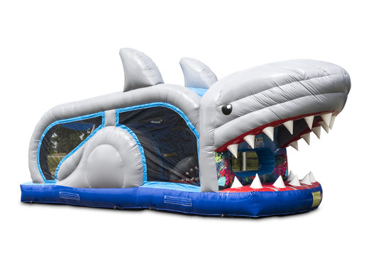 Small run shark 8m inflatable obstacle course for kids. Buy inflatable obstacle courses online now at JB Inflatables America
