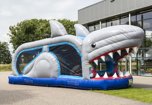 Buy shark obstacle course with 3D objects for kids. Order inflatable obstacle courses now online at JB Inflatables America