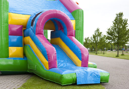 Buy an inflatable multifun bounce house for children with a party theme roof with a striking 3D object on top at JB Inflatables America. Order bounce houses online at JB Inflatables America