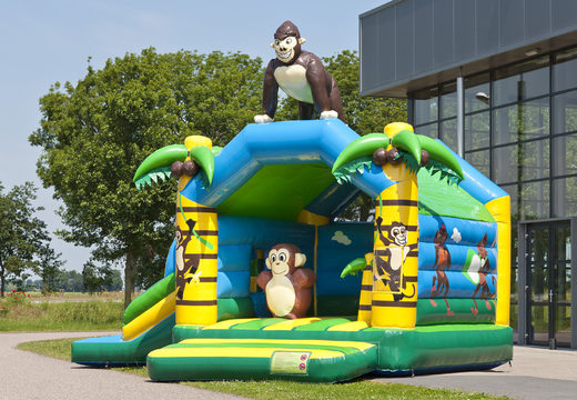Order multifun jungle with gorilla bounce house in bright colors and fun 3D figures for kids at JB Inflatables America. Buy inflatable bounce houses now online at JB Inflatables America
