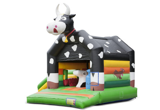 Buy indoor inflatable multiplay multifun bouncy castle with slide in cow theme for children. Order bouncy castles online at JB Inflatables America