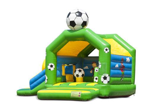 Buy inflatable indoor multiplay multifun bouncer with slide in the theme of football for children. Order inflatable bouncers online at JB Inflatables America