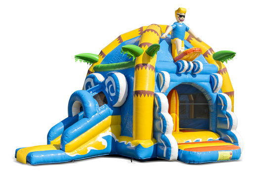 Buy inflatable indoor multifun super bounce house with slide in theme beach beach for children. Order inflatable bounce houses online at JB Inflatables America