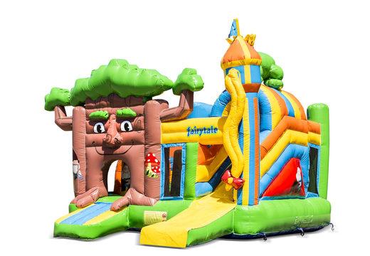 Buy an inflatable indoor multiplay bounce house in the theme of fairytale with slide for children. Order inflatable bounce houses online at JB Inflatables America