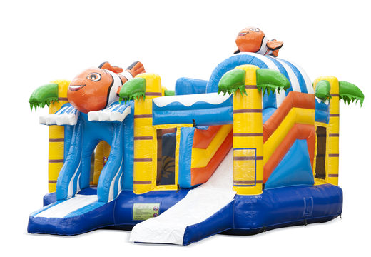Buy inflatable indoor multiplay bounce house in theme clownfish nemo with slide for children. Order inflatable bounce houses online at JB Inflatables America