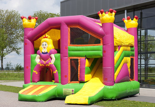 Buy a princess themed bounce house with a slide for children. Order inflatable bounce houses online at JB Inflatables America