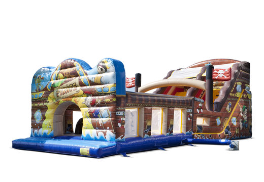 Get your extra wide Pirates world slide with 3D obstacles for kids. Buy inflatable slides now online at JB Inflatables America