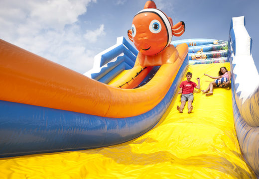 Order a seaworld themed inflatable slide with fun 3D figures and colorful prints for kids. Buy inflatable slides now online at JB Inflatables America