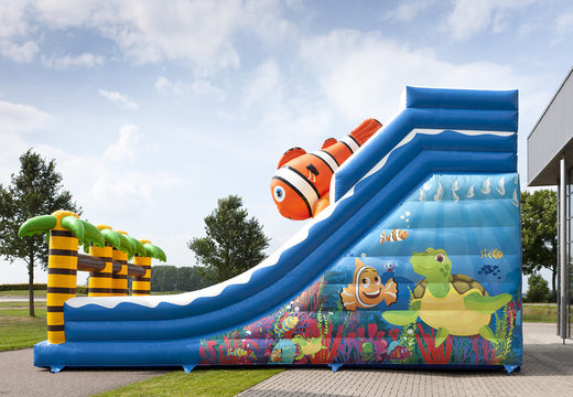 Seaworld themed inflatable slide with fun 3D figures and colorful prints for kids. Buy inflatable slides now online at JB Inflatables America