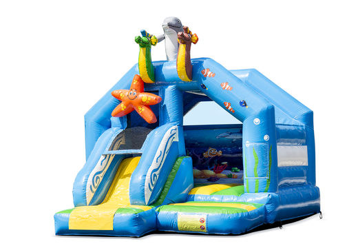 Buy slide combo bounce house in seaworld theme for kids. Order inflatable bounce houses with slide at JB Inflatables online