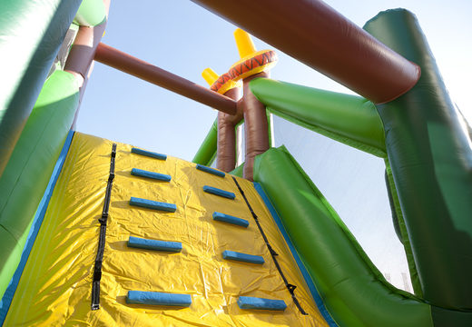 Buy a 17-metre-wide cowboy-themed obstacle course with 7 game elements and colorful objects for kids. Order inflatable obstacle courses now online at JB Inflatables America