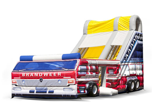 Buy fire brigade inflatable super slide for your children. Order inflatable slides now online at JB Inflatables America