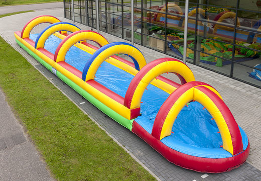 Spectacular inflatable standard belly slide 18 meters long with an extra wide track for children. Buy inflatable belly slides now online at JB Inflatables America