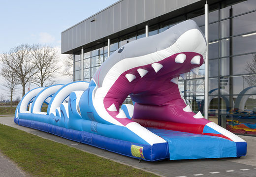 Order an inflatable 18 meter belly slide in shark theme for your kids. Buy inflatable belly slides now online at JB Inflatables America