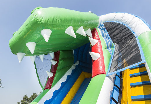 Buy crocodile themed inflatable slide for kids. Order inflatable slides now online at JB Inflatables America