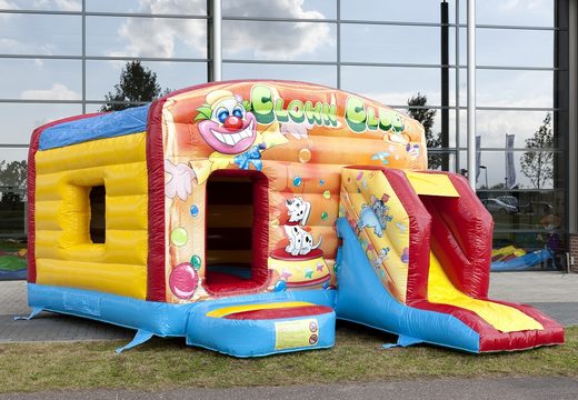 Order maxi multiplay bounce house in clown theme with a slide for kids at JB Inflatables America. Buy bounce houses online now at JB Inflatables America