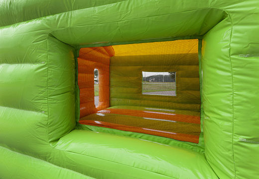 Order covered maxi multifun bounce house in jungle theme with a slide for children. Buy bounce houses online at JB Inflatables America