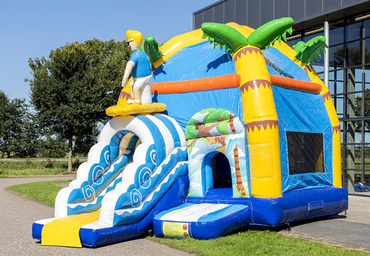 Buy inflatable maxifun bouncy castle with roof in beach theme for kids at JB Inflatables America. Order bouncy castles online at JB Inflatables America