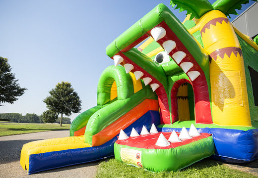 Order an inflatable maxifun bounce house with a crocodile theme for children at JB Inflatables America. Buy bounce houses online at JB Inflatables America
