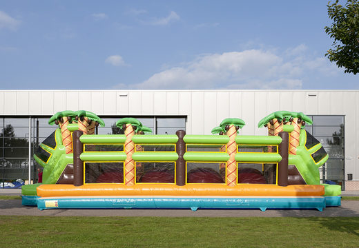 Buy mega 46.5 meter jungle themed obstacle course for kids. Order inflatable obstacle courses now online at JB Inflatables America