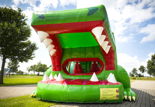 Order an obstacle course in a crocodile theme for kids. Buy inflatable obstacle courses online now at JB Inflatables America