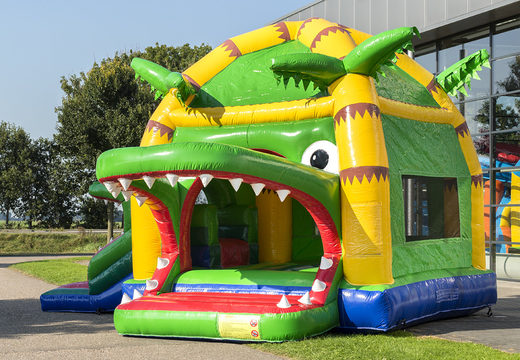 Order Multifun super crocodile bounce house with slide for kids. Buy inflatables online at JB Inflatable bounce houses America