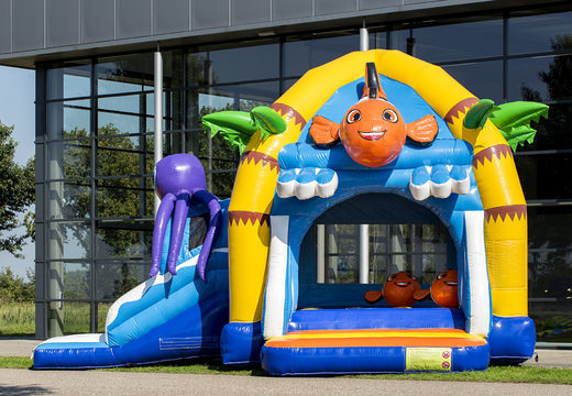 Order inflatable indoor multifun super bounce house with slide in seaworld theme for children. Buy bounce houses online at JB Inflatables America